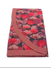 Copriletto jacquard letto estivo misto cotone Foglie Rosse Made In Italy