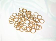 50pz anellini 8x0.8mm in acciaio inox colore oro placcato oro 18k nickel free  