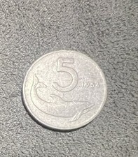 5 lire delfino 1954 con errore