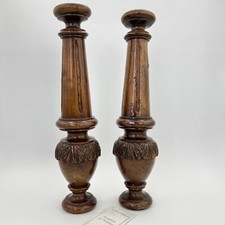 Coppia di Colonne Antiche Tornite Intagliate in legno Fregi per Restauro 800