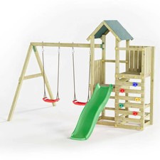 Parco giochi in legno Fungoo Chester con Scivolo, due altalene e arrampicata