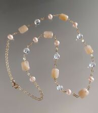 COLLANA DONNA PIETRE DURE CRISTALLO DI ROCCA QUARZITE PERLE D'ACQUA DOLCE 