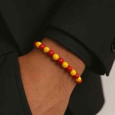 Bracciale Perle 6mm Giallo Rosso AS Roma braccialetto Lecce calcio uomo e donna