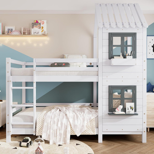 Letto castello con - a, corrimano