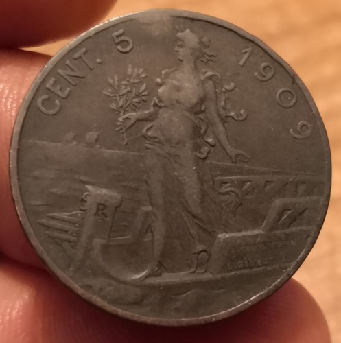 Moneta centesimi 1909 - moneta, prora