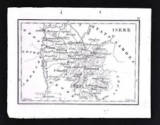 Mappa Perrot Tardieu 1833 - Isere - Grenoble St. Marcellni Vienne Lione - Francia