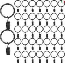 50 Pezzi Anelli per Tende con Clips, Anello Gancetti e Chiudere per Tenda,