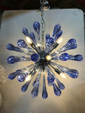 raro LAMPADARIO SPUTNIK LAMPADARIO PLAFONIERA colore vetro di murano luce blu 
