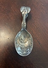 Antique SSMC Sterling Silver Baby Birth Record Spoon Stork Handle