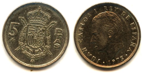 Coin pièce espagne 5 - /,