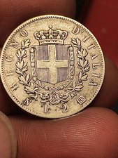 MONETA REGNO Vittorio Emanuele II 2 LIRE STEMMA 1863 NAPOLI Argento 