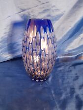 Vaso in cristallo di Boemia del XX secolo blu cobalto