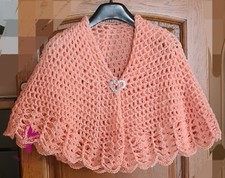 Mantellina della nonna salmone, uncinetto, copri spalle, lana oeko-tex, scialle
