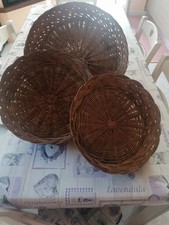 Set 3 cesti in vimini rotondi Misure diametro di 40, 35, 30cm e altezza 10 e 8cm