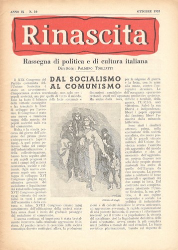 Rinascita rivista ottobre - rivista, 1952