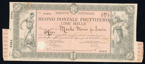 Buono postale fruttifero 1931 - buono, fruttifero-
