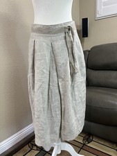 Gonna midi plissettata in lino