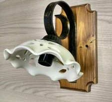 Applique rustico country in ferro battuto e legno 1 luce terracotta bianca E14