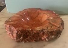 VINTAGE LARGE POSACENERE MARMO arancione rosso ONICE 23x19cm 1960s