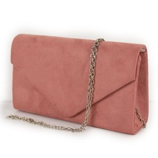 Pochette rosa cipria elegante da cerimonia donna scamosciata borsetta sera moda