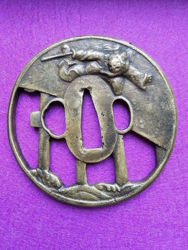 Tsuba samurai ottone 80mm - 80mm, x