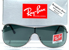 NUOVI occhiali da sole Ray Ban HIGHSTREET metallo cromato scudo lente verde RB3211 004/71