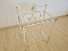 Comodino in ferro battuto Cuore avorio decorato oro