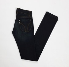 Please jeans donna usato S skinny blu stretch aderenti denim T3892