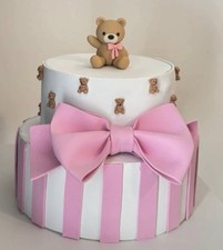 Torta Scenografica Orsetti Rosa Battesimo Personalizzabile Femmina Compleanno