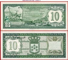 ANTILLE OLANDESI 10 FIORINI 1 6 1972 P 9b UNC spedizione gratuita da 100$