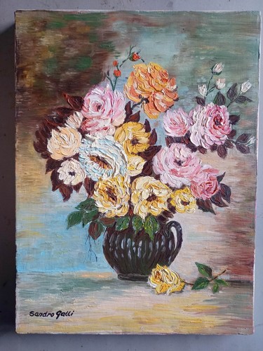 081 quadro olio tela - su, vaso