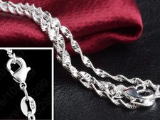 10PCS 16-30inch gioielli argento 925 doppia onda d'acqua catena collana per ciondolo