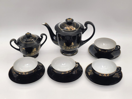 Set tè vintage geisha nero - set,