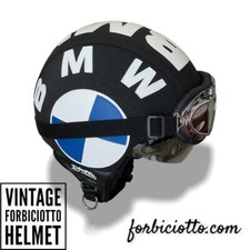 Casco vintage in pelle personalizzato ricamo BMW  Motorrad cafe racer scrambler