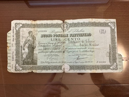 Buono postale fruttifero - fruttifero, lire
