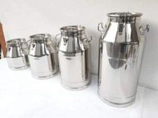 Bidone in acciaio inox per il trasporto del latte con tappo a leva e manico