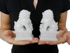 Coppia statuine leone bianco