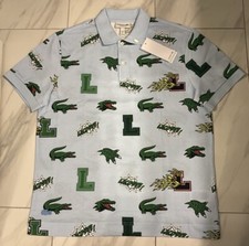Polo Lacoste uomo all over regular fit azzurro chiaro 165€ nuova