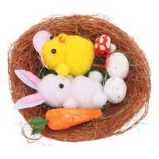  Mini coniglietto pasquale nel nido ornamentale - Uova finte da fattoria,