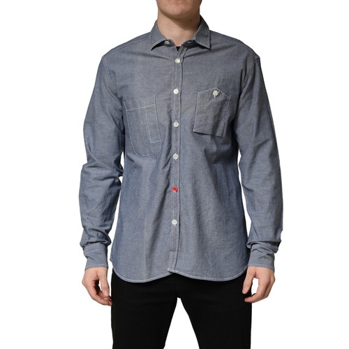 Camicia aglini blu scuro slim - blu,