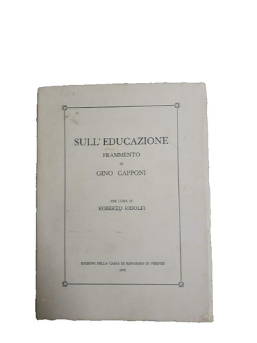 Sull educazione frammento - sull'educazione, di