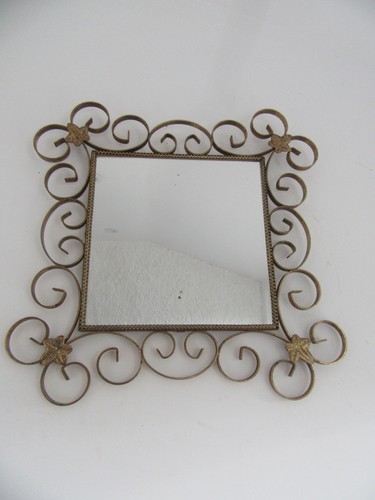 Vintage wrought metal mirror - wrought,