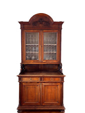 Credenza Antica Noce Massello con Vetrina - Stile Liberty/Neoclassico, Primi 900