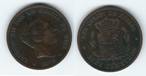 Spagna centesimi 1878 - 10, km#