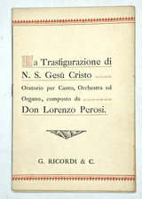 LA TRASFIGURAZIONE DI N. S. GESÙ CRISTO Oratorio Perosi Libretto Ricordi 1898