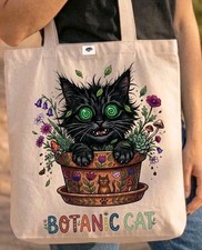 Tote bag gatto nero botanic - bag,
