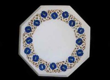 Tavolino centro marmo antico 18'' intarsio malachite lapislazzuli arredamento camera hh1