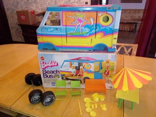 Barbie beach bus surfer - beach, camper