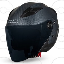 CRUIZER Casco moto jet Effetto Carbonio Nero Grigio doppia visiera trasparente s