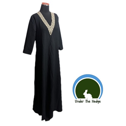 Maxi abito nero con - scollo, v